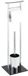 WENKO Japan Stand WC-Garnitur 20094100 , Ma&szlig;e: 19,5 x 69,5 x 19 cm, Farbe: Silber