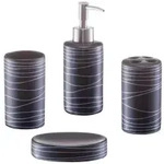 Zeller Bad-Accessoires-Set in Geschenkverpackung, 4-teilig 18252 , Farbe: Schwarz,
