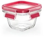 EMSA Clip & Close Frischhaltedose Glas, quadratisch, rot N1041300 ,