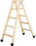 G&uuml;nzburger Steigtechnik Stufen-Stehleiter beidseitig begehbar Holz 2 x 5 Stufen -