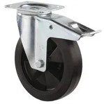BS Rollen Lenkrolle mit Totalfeststeller und Anschraubplatte Vollgummi 160 mm...