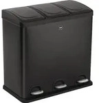 Tretabfallsammler Helit "the separator" 3x 20l DxH592mm Stahlbl.schwarz HELIT