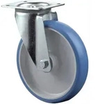 BS Rollen Lenkrolle mit Anschraubplatte Polyurethan blau Rollenlager 100 mm 125...