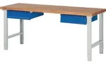 Werkbank Ser.BK 650 B2000xT700xH790-1140mm Buche massiv grau/blau 2 Schubl.TW