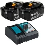 Makita 2x BL1830B Akku 3,0 Ah 18V Li-Ion mit Ladestandsanzeige + DC18RC