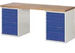 Werkbank Ser.BK 650 B2000xT700xH840mm Buche lichtgrau/blau 12 Schubl.TECWERK