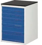 Schubladenschrank BK 650 H820xB580xT650mm lichtgrau/blau 6Schubl.Einfach.TECWERK