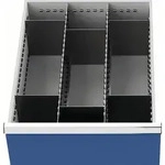 Schubladenunterteilungsmaterial Fronth&ouml;he 200 mm 2 L&auml;ngs-/6 Querteiler