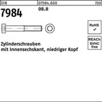 Zylinderschraube DIN 7984 Innen-6kt M5x 8 8.8 100 St&uuml;ck