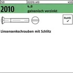 Linsensenkschraube ISO 2010 Schlitz M5x 80 4.8 galv.verz. 100 St&uuml;ck