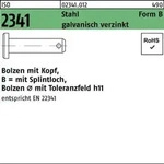 Bolzen ISO 2341 m.Kopf/Splintloch B 20 x60 x52 Stahl galvanisch verzinkt 10St.