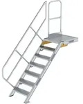 G&uuml;nzburger Steigtechnik Treppe mit Plattform 45&deg; Stufenbreite 600 mm 7 Stufen
