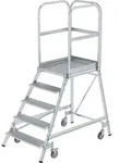 G&uuml;nzburger Steigtechnik Podesttreppe einseitig begehbar mit Federrolle Aluminium