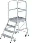 G&uuml;nzburger Steigtechnik Podesttreppe einseitig begehbar mit Federrolle Aluminium
