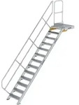 G&uuml;nzburger Steigtechnik Treppe mit Plattform 45&deg; Stufenbreite 600 mm 13 Stufen