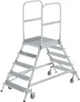 G&uuml;nzburger Steigtechnik Podesttreppe beidseitig begehbar mit Federrolle Aluminium