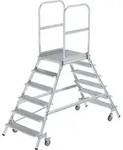 G&uuml;nzburger Steigtechnik Podesttreppe beidseitig begehbar mit Federrolle Aluminium