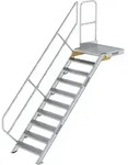 G&uuml;nzburger Steigtechnik Treppe mit Plattform 45&deg; Stufenbreite 800 mm 10 Stufen