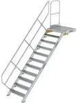 G&uuml;nzburger Steigtechnik Treppe mit Plattform 45&deg; Stufenbreite 800 mm 11 Stufen