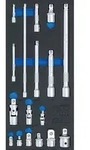BGS Werkstattwageneinlage 1/3: Verl&auml;ngerungs- / Adapter- und Gelenk-Satz 17tlg. -