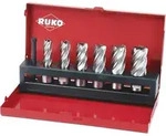 RUKO Kernbohrersatz HSS mit Weldonschaft CBN geschliffen 7tlg. In Industriekassette -