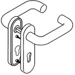 HEWI Kurzschildgarnitur 111R01.110 90 Ku.90 PZ rd Dr&uuml;ckergrt - 111R01.110 90