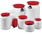 Weithalsfass 3,6 l PE wei&szlig; mit rotem Deckel - 7004-61-046