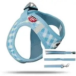 Curli Vest Geschirr Puppy Set Skyblue-caro | Gr. S Hundegeschirr f&uuml;r Welpen