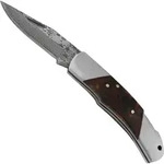 Damast Taschenmesser mit Wurzelholzgriff