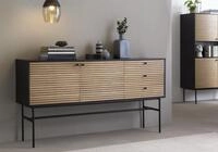 SalesFever Sideboard Schwarz/Eiche Echtholzfurnier 395875
