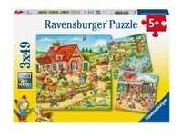 Ravensburger Kinderpuzzle - Ferien auf dem Land - 3x49 Teile Puzzle für Kinder...