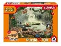 Schmidt 56467 - Schleich, Wild Life, Im Regenwald, Kinderpuzzle mit Krokodil Figur,