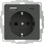 2USB 2U-449542 Schutzkontakt-Steckdose mit USB-Ladeausgang, erh&ouml;hter