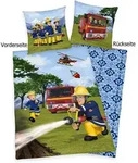 Herding 4470401050 - Feuerwehrmann Sam, Wende-Bettw&auml;sche mit Rei&szlig;verschluss,