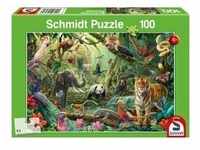 Schmidt 56485 - Bunte Tierwelt im Dschungel, Kinderpuzzle, 100 Teile