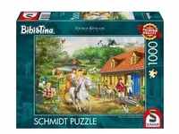 Schmidt 58425 - Thomas Kinkade, Bibi & Tina, Spaß auf dem Martinshof, Puzzle, 1000