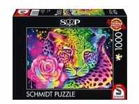 Schmidt 58514 - Sheena Pike, Neon Regenbogen-Leopard, Puzzle, 1000 Teile