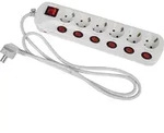 Heitronic 45191 Steckdosenleiste mit Schalter 6fach Wei&szlig; Schutzkontakt 1St.