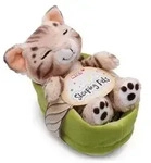 Kuscheltier Sleeping Pets Bengal Katze 12cm im hellgr&uuml;nen K&ouml;rbchen