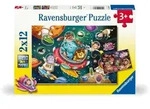 Kinderpuzzle 2x12 Teile - Tiere im Weltall