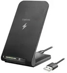 LogiLink Smartphonest&auml;nder mit kabelloser Ladefunktion, 2 Spulen, 15 W, schwarz