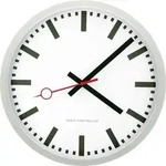 EUROTIME 59530-07 Funk Wanduhr 35cm Silber Leisegang-Uhrwerk