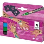 KREUL Tattoo Pen 4er Set, abwaschbar - Anker, Sterne, Schmetterling