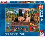 Hundefamilie am See