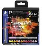 STAEDTLER Fasermaler mit Pinselspitze pigment brush 371 Warm Colours, 12er Set