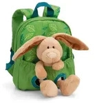 NICI 61743 - Gr&uuml;ner Rucksack mit Pl&uuml;schtier Hase, 2-teilig, Hase:25cm