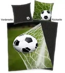 Herding 4459274050 - Fu&szlig;ball Wende-Bettw&auml;sche-Set mit Rei&szlig;verschluss, Baumwolle,