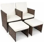 4-tlg Gartenstuhl Rattan Fu&szlig;auflage Hocker Raloso