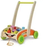 Eichhorn 100001833 - Spiel- und Lauflernwagen mit 35 bunten Bausteinen aus Holz