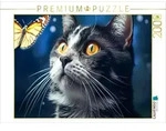 CALVENDO Puzzle Ein Motiv aus dem Kalender Die Katze und der Schmetterling 2000...